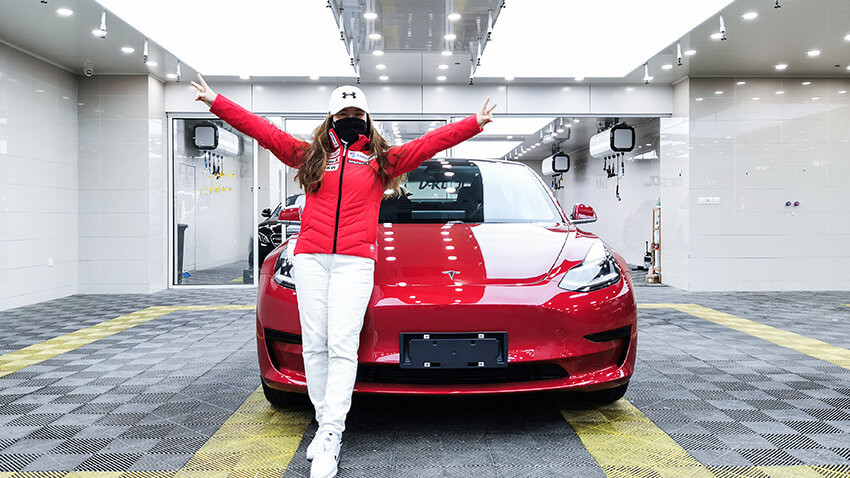 紅色特斯拉Model3威固隱形車(chē)衣案例
