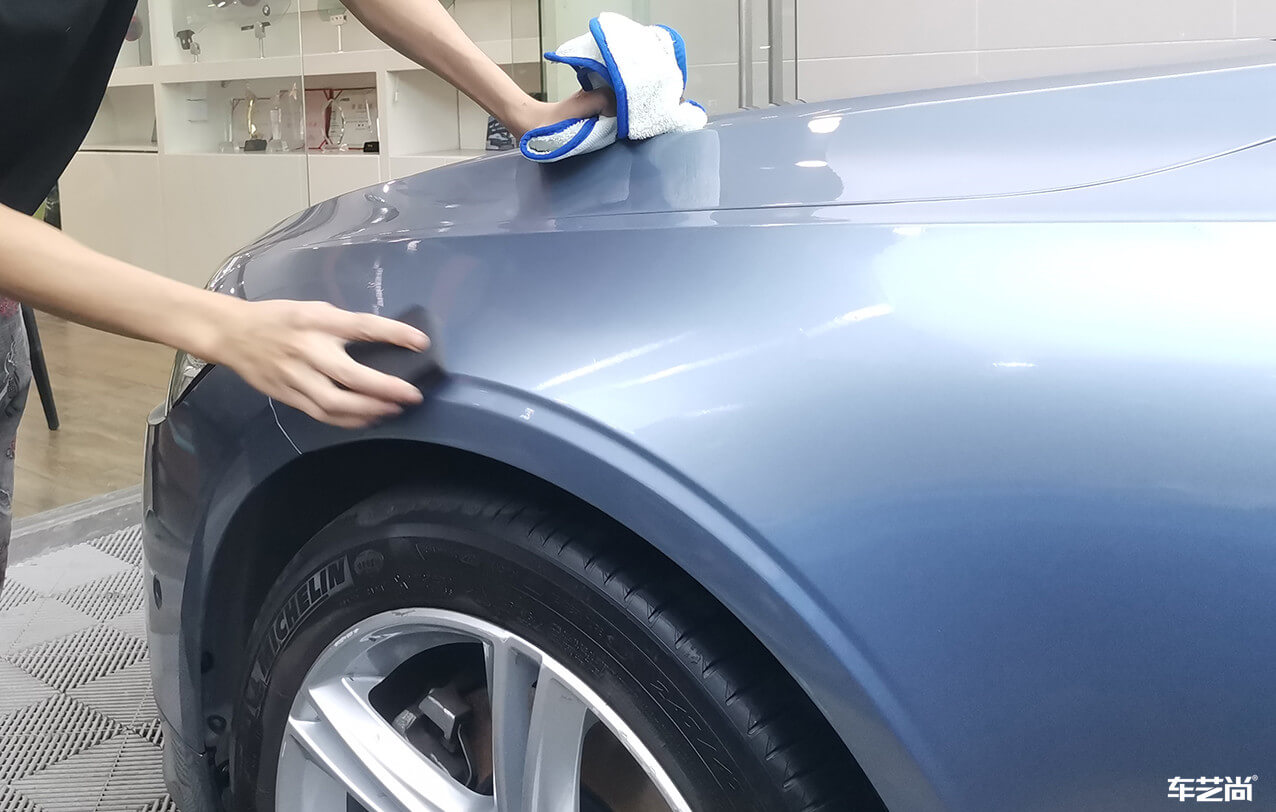 車藝尚莘莊店施工沃爾沃S90，水晶鍍膜流程展示（4）