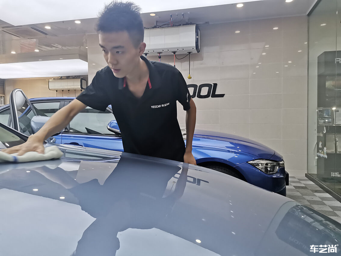 車藝尚莘莊店施工沃爾沃S90，水晶鍍膜流程展示（5）