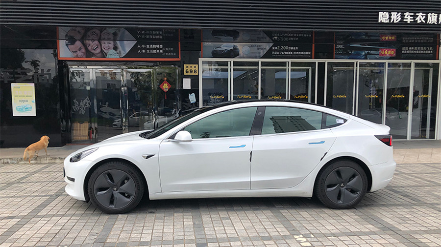 特斯拉Model 3施工威固隔熱膜施工案例分享