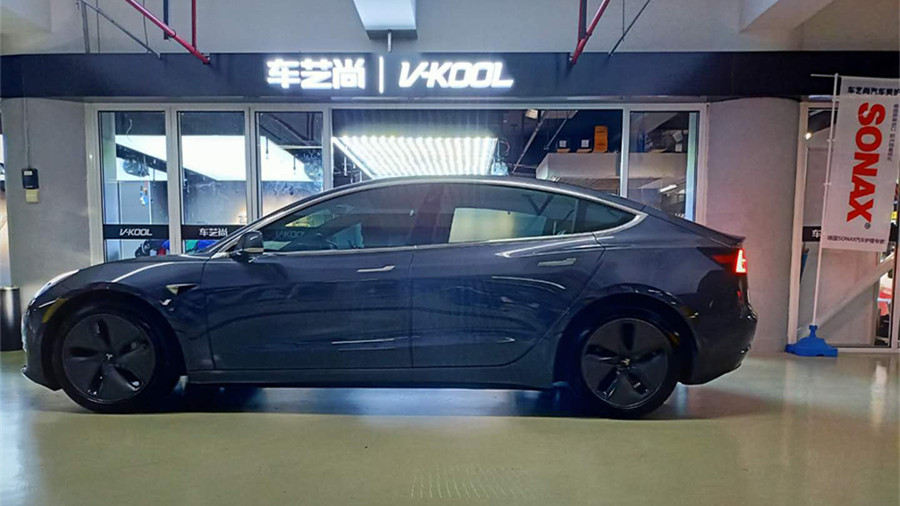 特斯拉 Model3施工威固玻璃膜，流程展示