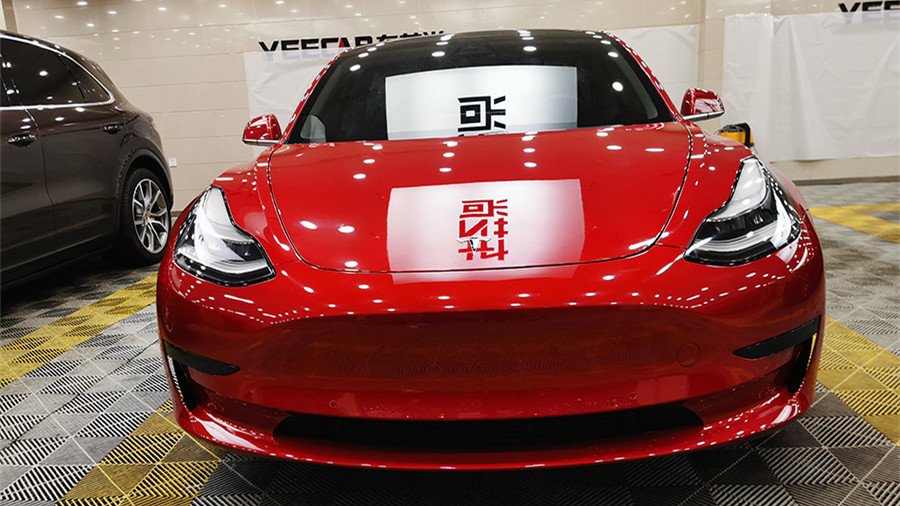 特斯拉Model 3施工威固隔熱膜案例流程展示