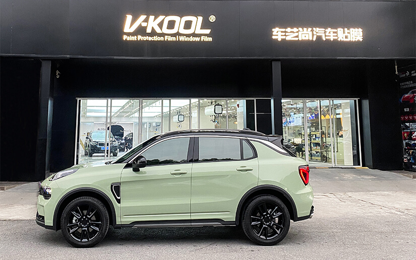 綠色領(lǐng)克01施工威固玻璃膜案例