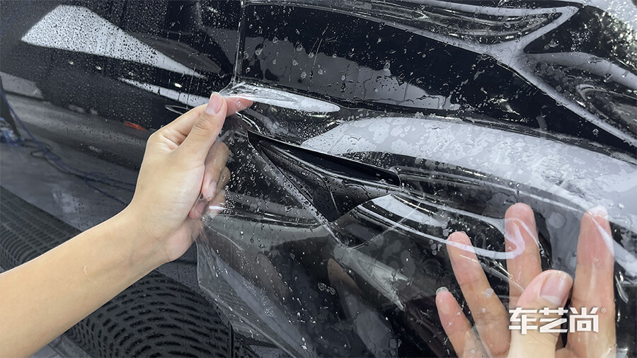 奔馳e級(jí)黑色施工威固隱形車(chē)衣流程（圖4）