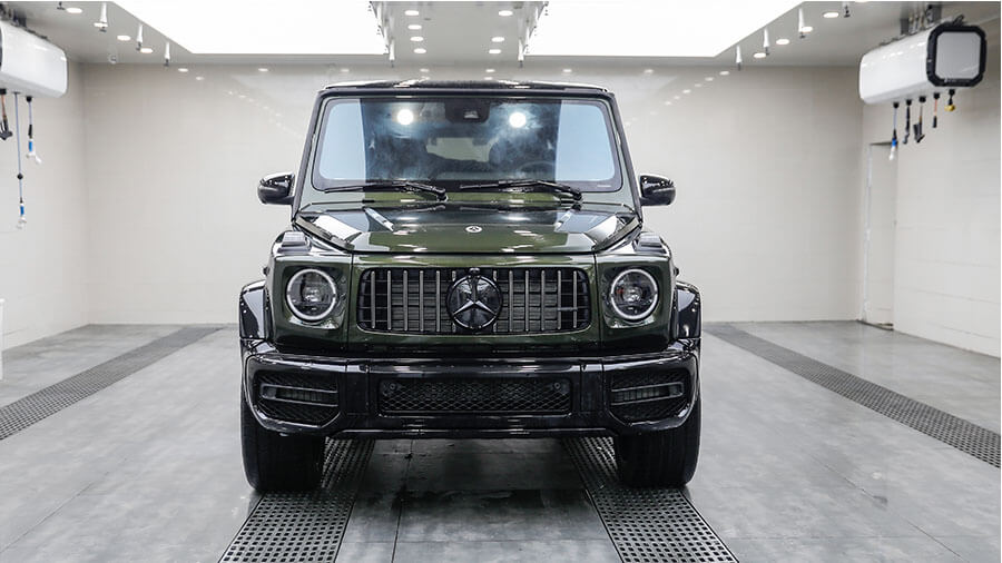奔馳g63軍綠色施工威固隱形車(chē)衣案例